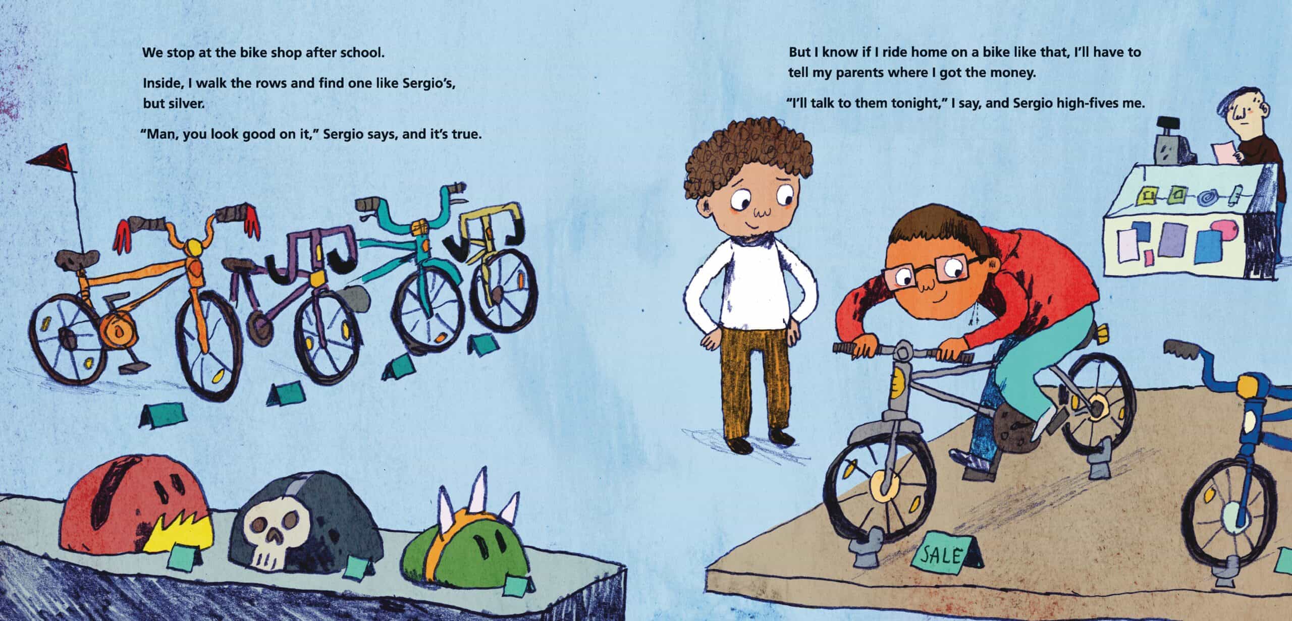 Interior spread for A BIKE LIKE SERGIO'S