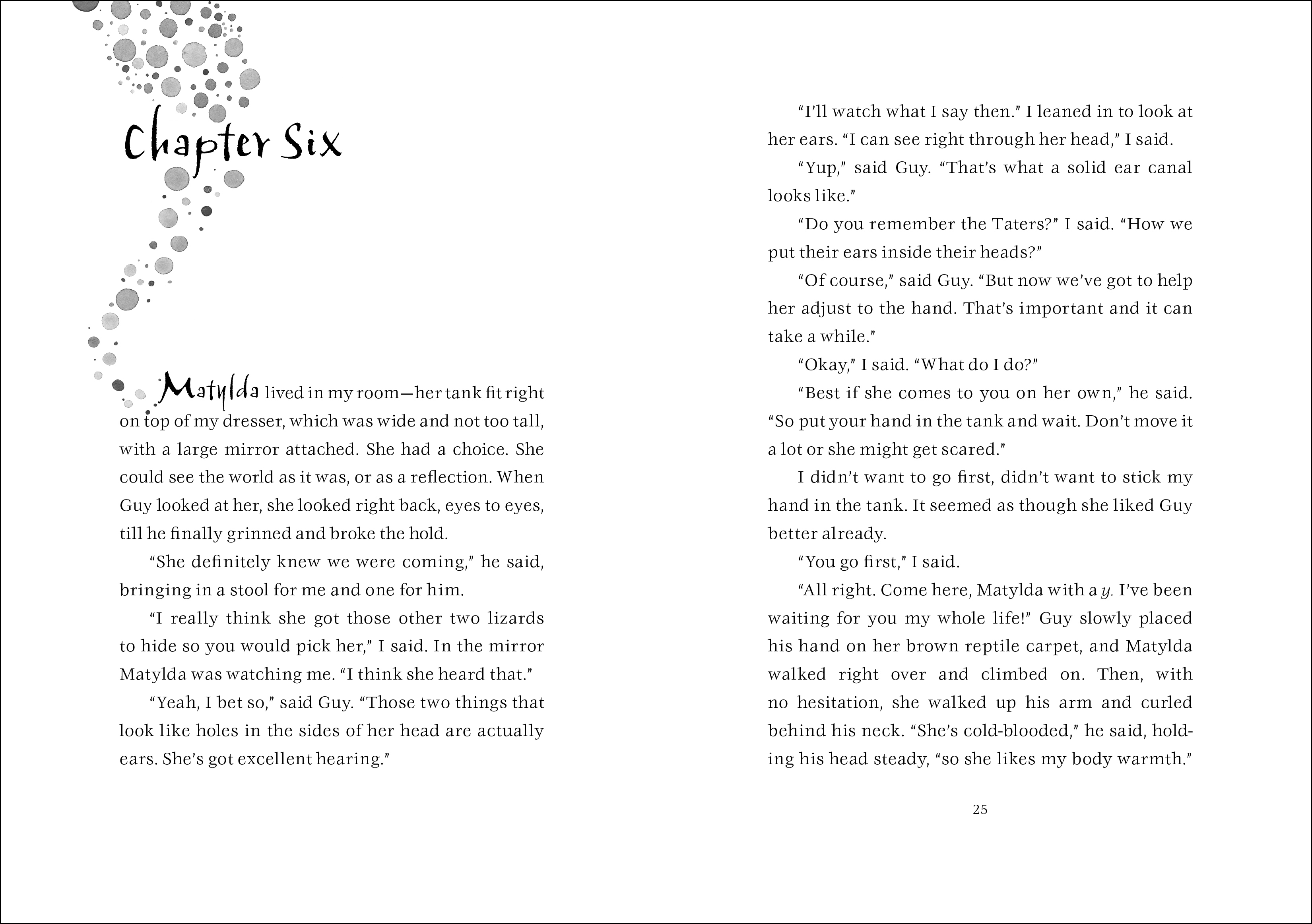 Chapter opener spread for MATYLDA, BRIGHT AND TENDER