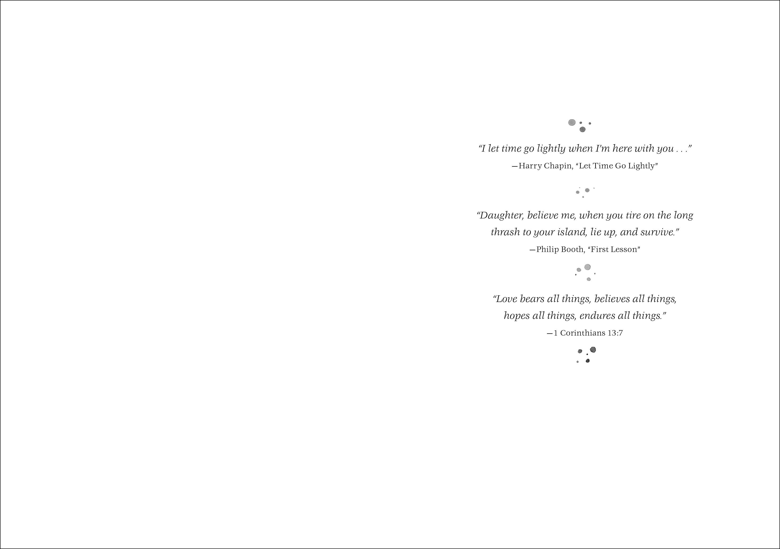 Epigraph spread for MATYLDA, BRIGHT AND TENDER