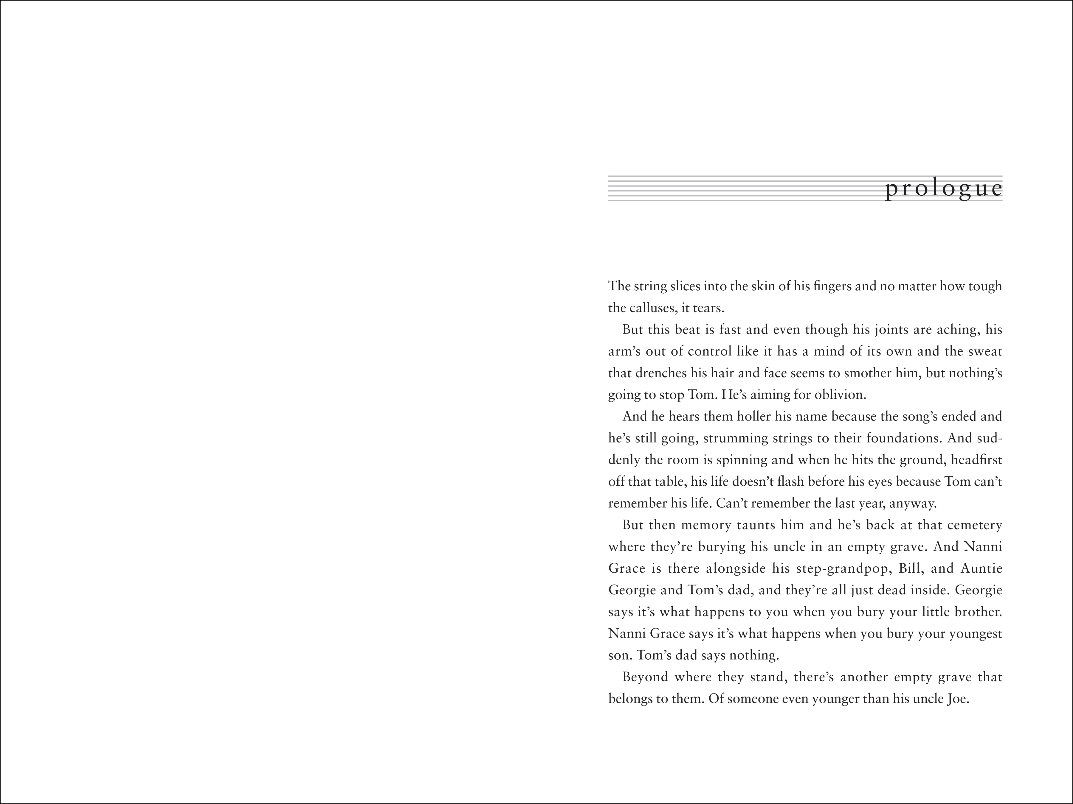 Prologue spread for THE PIPER'S SON