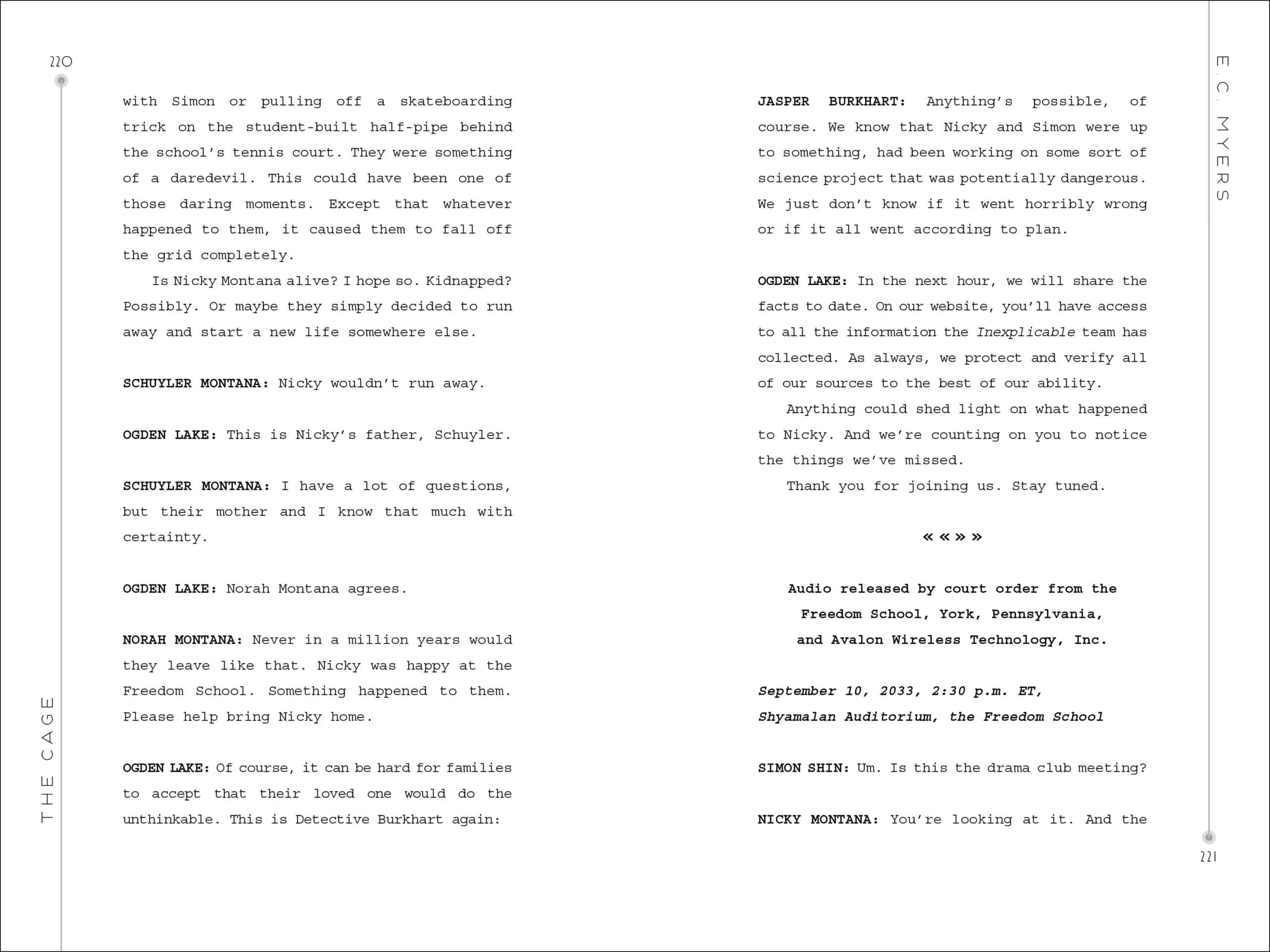 Text spread for TASTING LIGHT