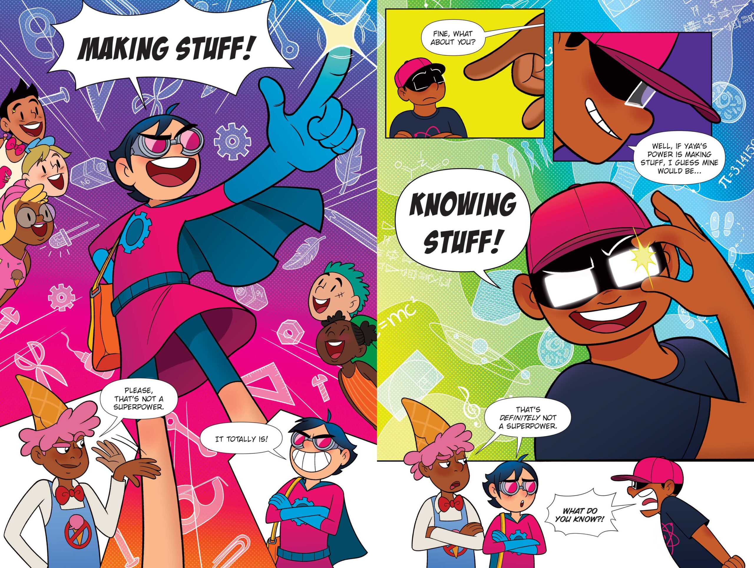 Interior spread from MAKER GIRL AND PROFESSOR SMARTS: BOOK 1